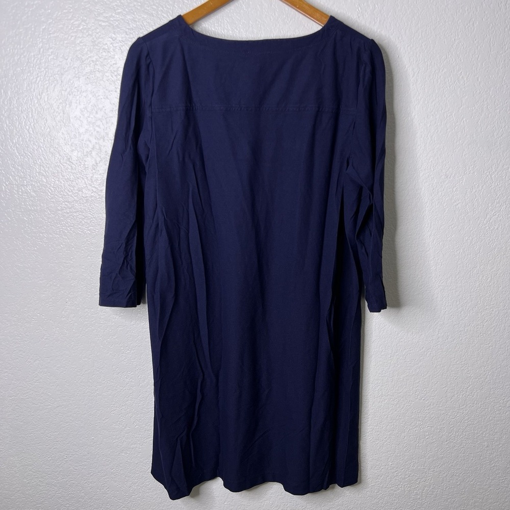 Eileen Fisher Blue Jersey Knit Dress 3/4 Sleeve Scoop Neck Women's Medium - Picture 3 of 7